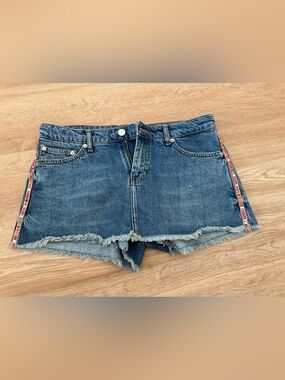 Zara Denim Cutoff Skorts with Red Accent Trim